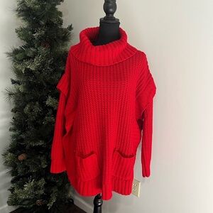 NEW DIRECTIONS Turtle neck sweater pullover, XL, Red, warm comfortable and cozy